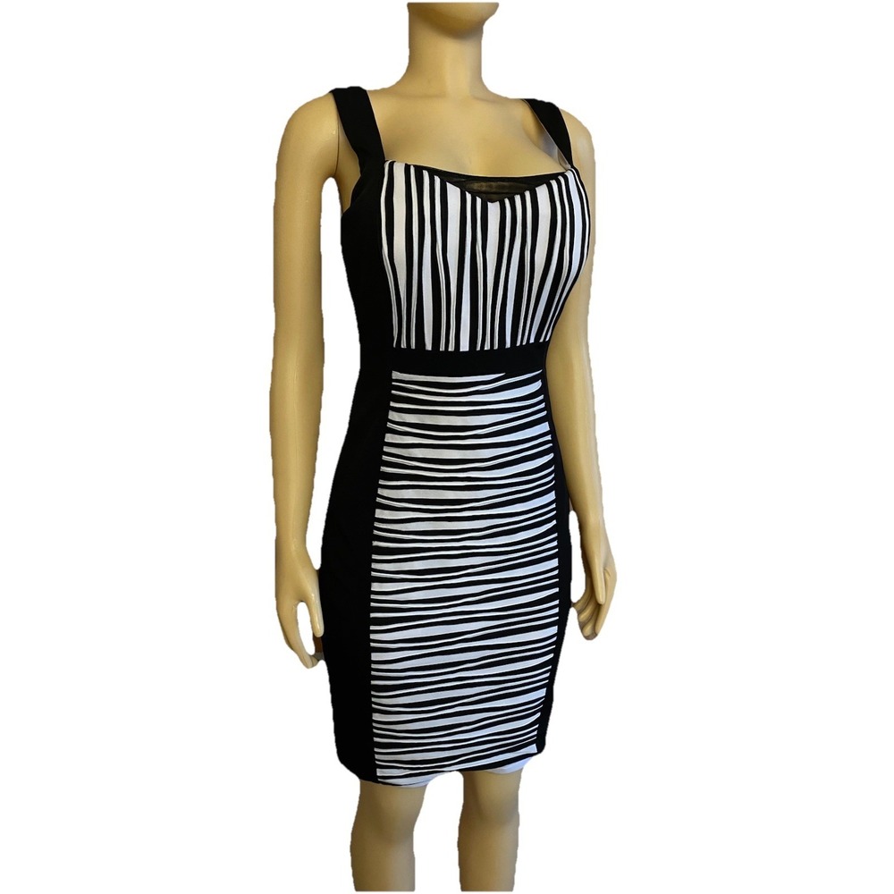 JAX Midi Tank Top Dress Womens Black & White Stripe Sleeveless Size 8